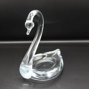 Vintage Clear Glass Swan Dish Blown Glass Vanity Decor Soap Dish, Trinket Holder